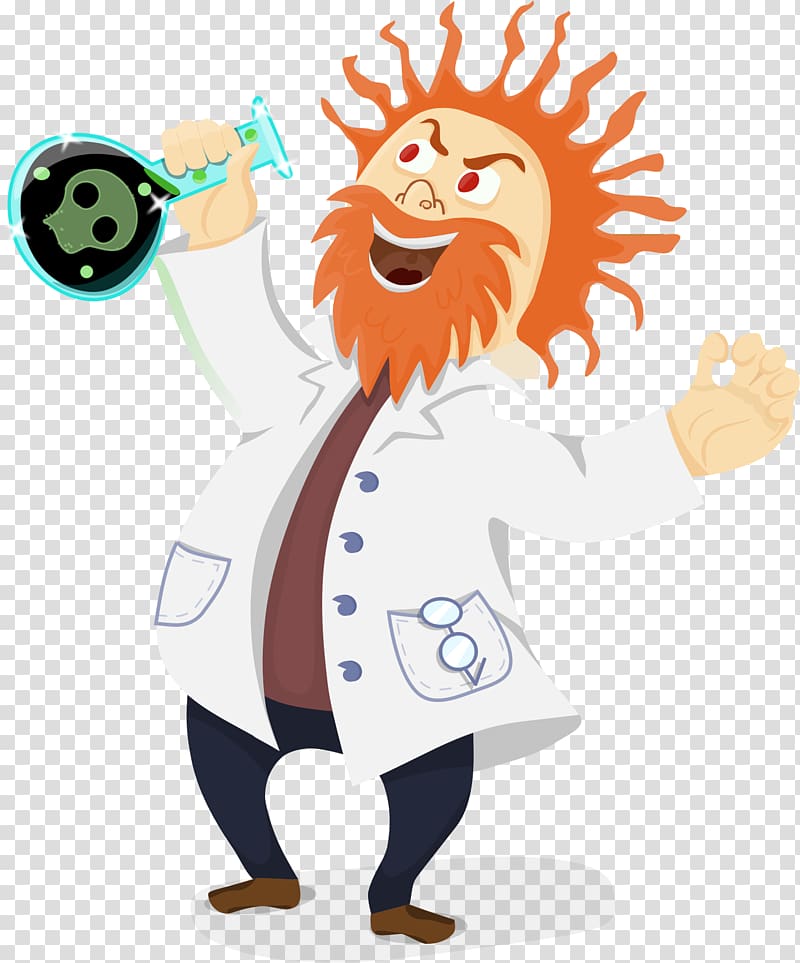 Mad scientist Cartoon , Professor transparent background PNG clipart