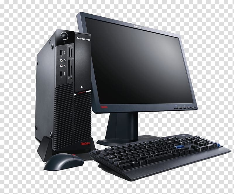 black lenovo computer tower and black screen monitor, Laptop Personal computer Desktop computer, Computer Desktop Pc transparent background PNG clipart