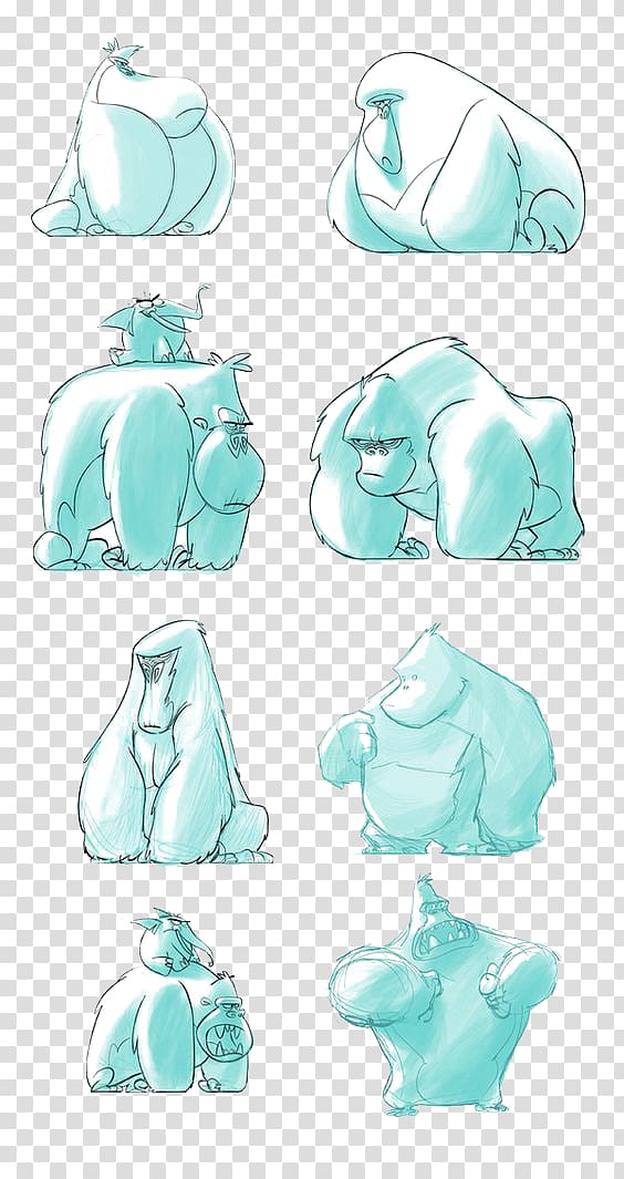 Model sheet Character Drawing Illustration, Cartoon gorilla transparent background PNG clipart