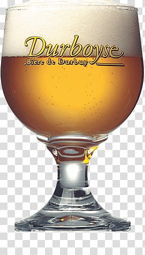 half-filled glass goblet, Durboyse Bière De Durbuy transparent background PNG clipart