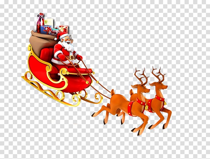 Santa Claus Reindeer Christmas, Santa Claus giving gifts transparent background PNG clipart