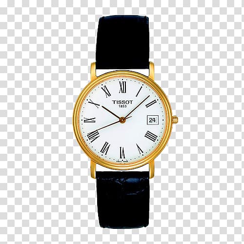 Tissot Watch Quartz clock Leather Water Resistant mark, Tissot heart series quartz male watch gold-plated transparent background PNG clipart