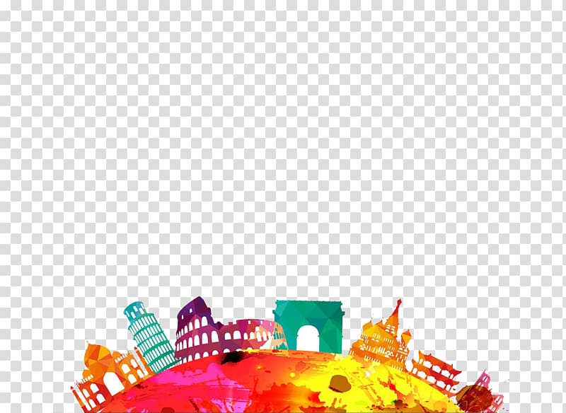 Tourism, Colored buildings Landmarks transparent background PNG clipart