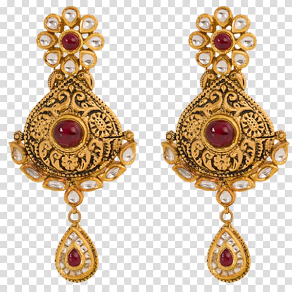 Earring Ruby Lalithaa Jewellery Gold, ruby transparent background PNG clipart