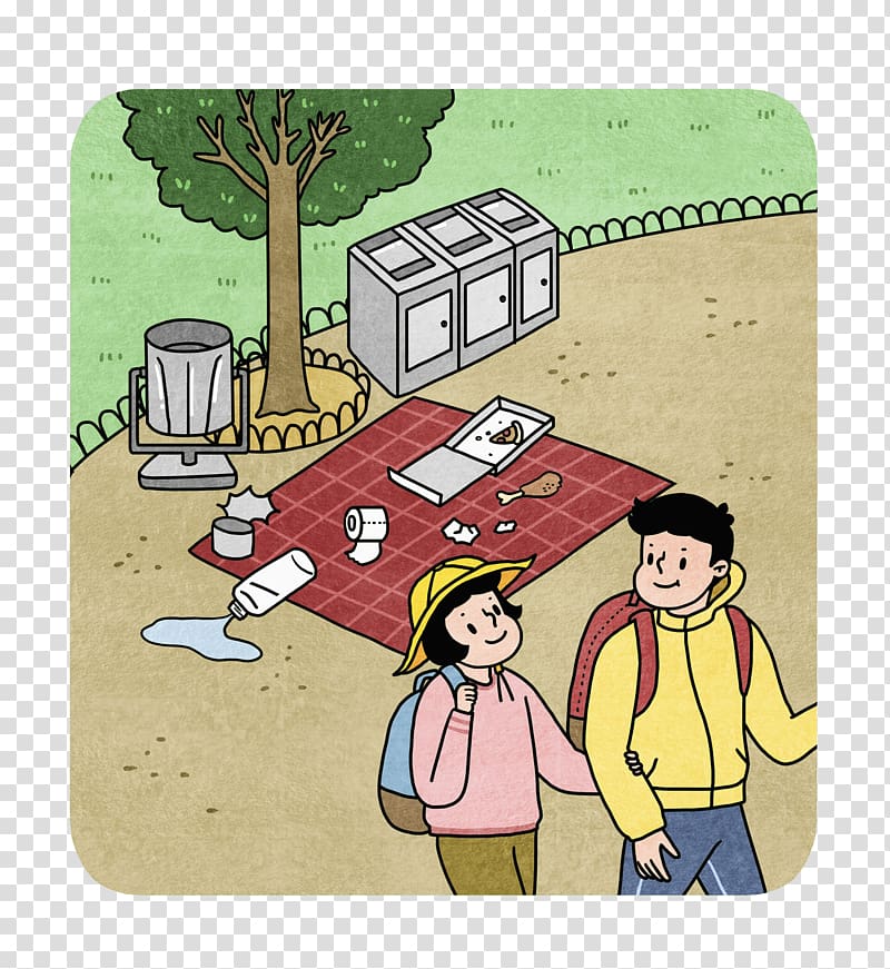 Waste container Cartoon Material Illustration, Garbage in the field transparent background PNG clipart