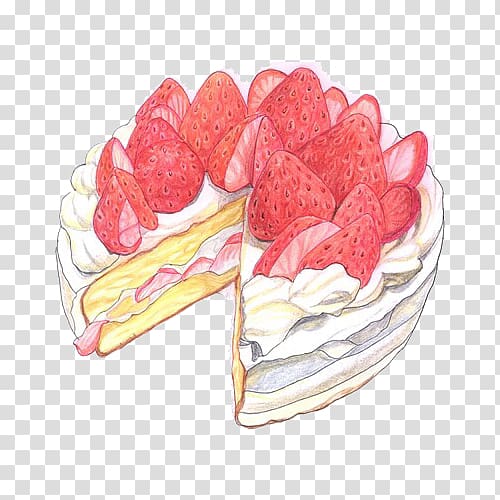 sliced cake illustration, Cupcake Macaron Chocolate cake Birthday cake, Cut strawberry cake transparent background PNG clipart