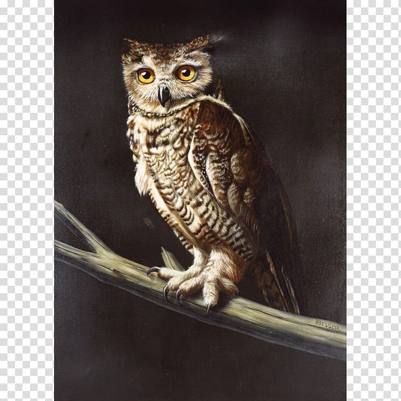 Great Horned Owl Oil painting realism, owl transparent background PNG clipart