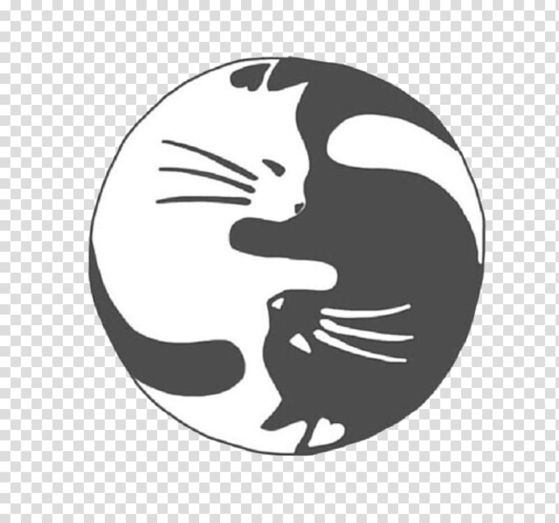 Black cat Kitten Yin and yang, Cat transparent background PNG clipart