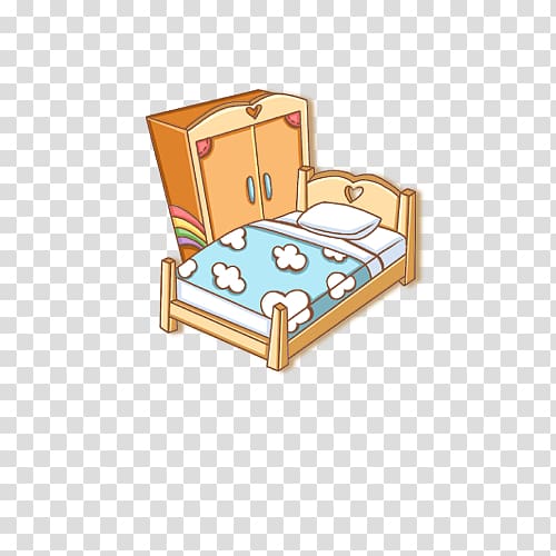 Bed Closet Cartoon Wardrobe, Hand-painted bed and closet transparent background PNG clipart