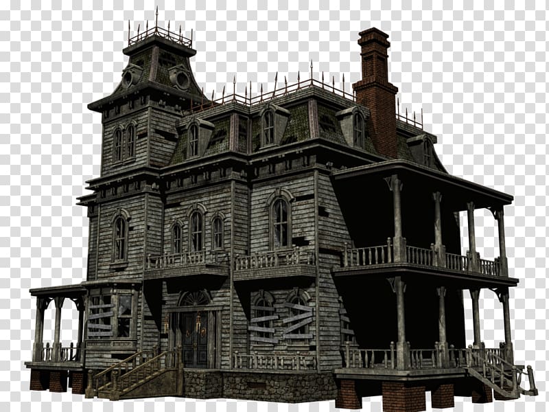 brown wooden house, Haunted House transparent background PNG clipart