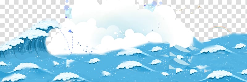 Cartoon Drawing, Sea and clouds transparent background PNG clipart