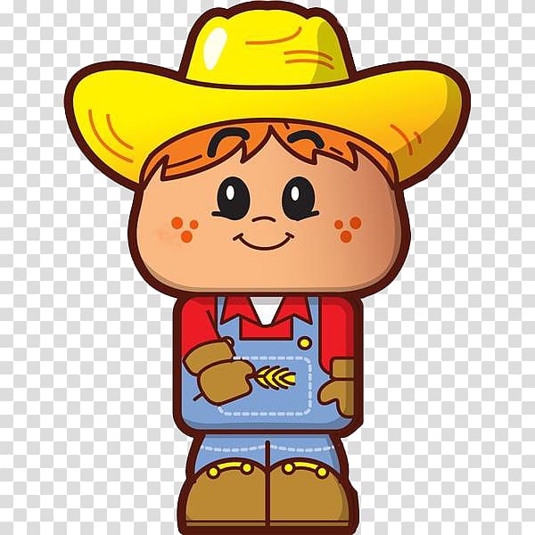 Cartoon Farmer , A boy with a hat transparent background PNG clipart