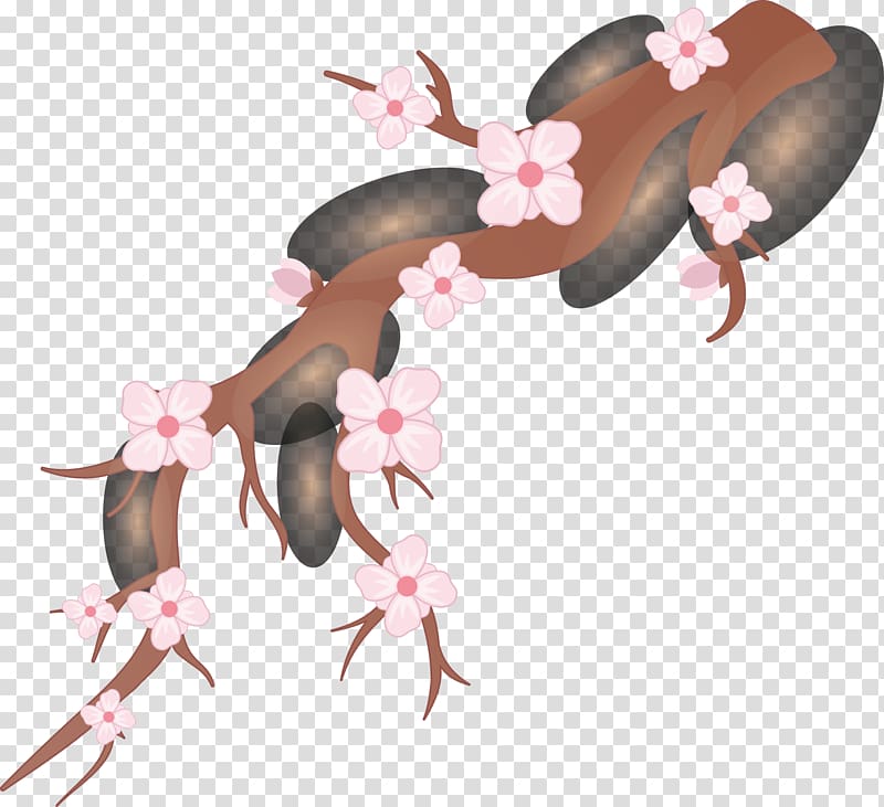 Cherry blossom Branch, Cherry tree branches hand painted transparent background PNG clipart