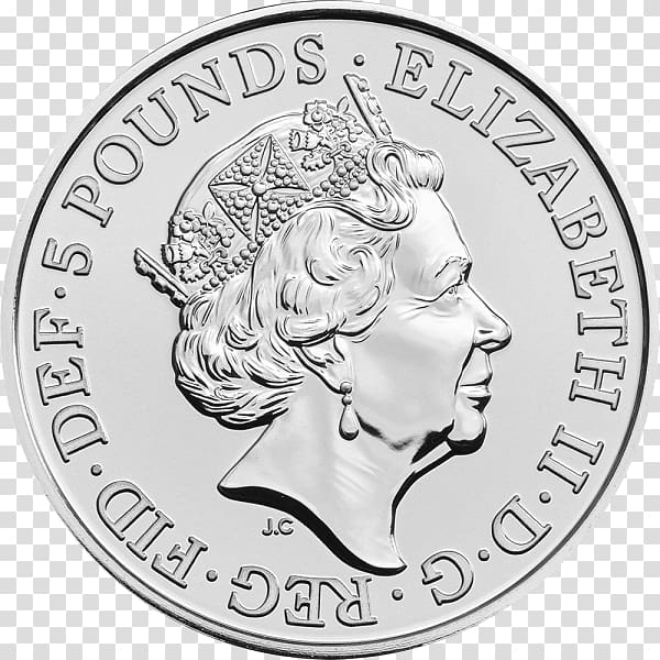 Royal Mint Scotland The Queen\'s Beasts Five pounds Coin, Coin transparent background PNG clipart