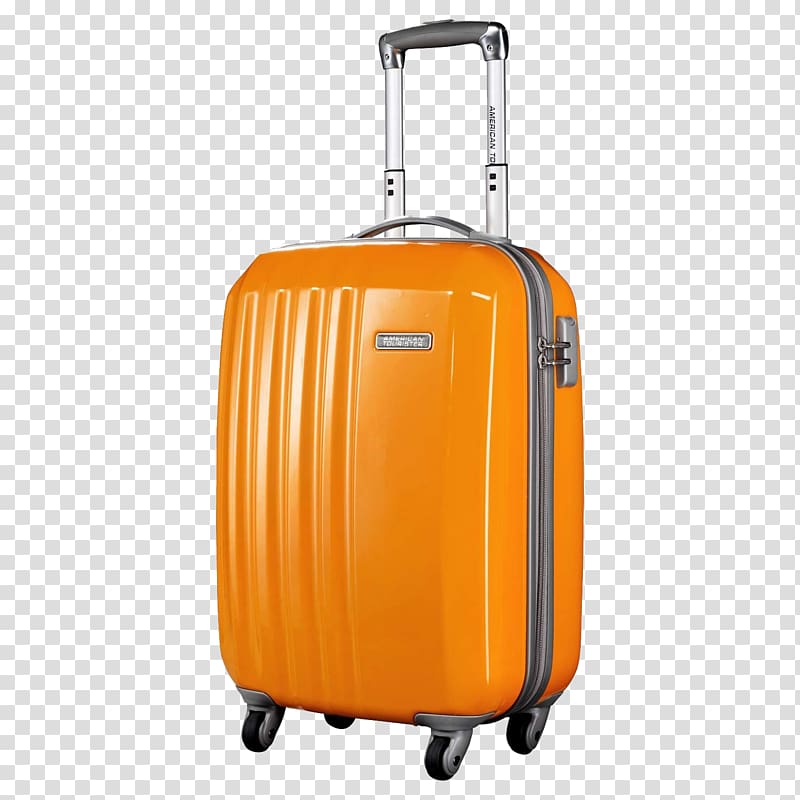 orange hardshell luggage , American Tourister Suitcase Samsonite Baggage Travel, Orange suitcase caster transparent background PNG clipart