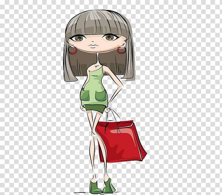 Cartoon Fashion Illustration, Long legs girl transparent background PNG clipart