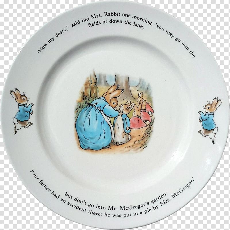 The Tale of Peter Rabbit Plate Porcelain Mrs. Rabbit, BEATRIX POTTER transparent background PNG clipart