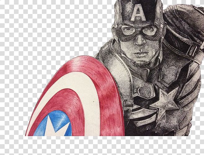 Captain America Drawing Cartoon Painting Illustration, Captain America hand-painted patterns transparent background PNG clipart