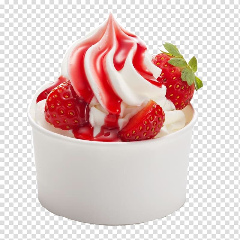 strawberry ice cream illustration, Frozen yogurt Ice cream Gelato Yoghurt, iced tea transparent background PNG clipart