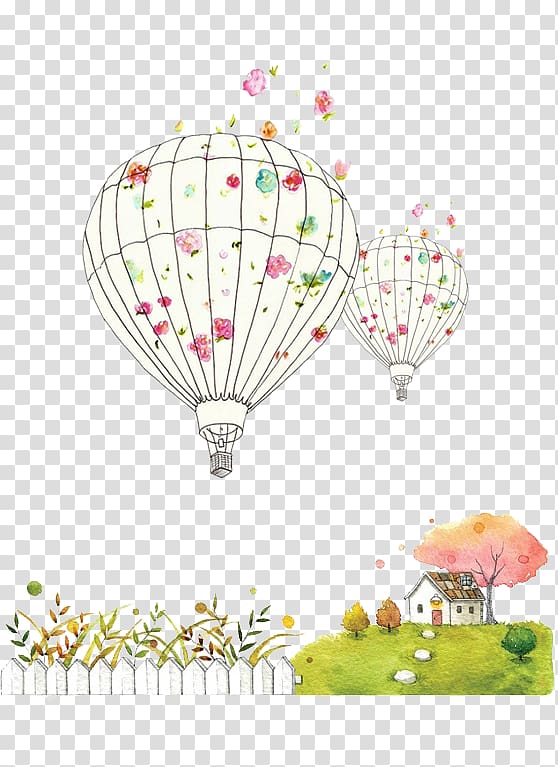 Flight Hot air balloon Pattern, Home hot air balloon pattern transparent background PNG clipart