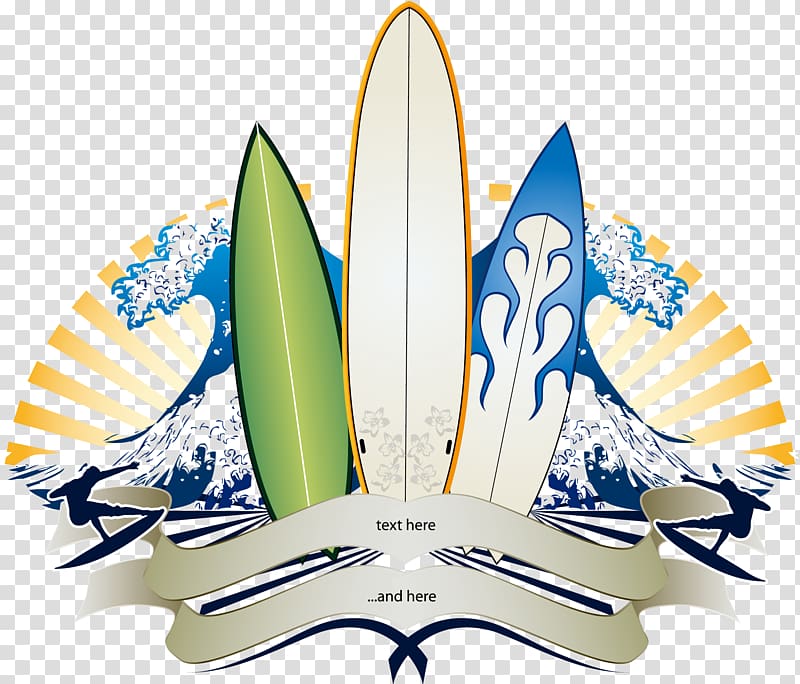 Big wave surfing Banner Surfboard, Trend pattern wave skateboard transparent background PNG clipart