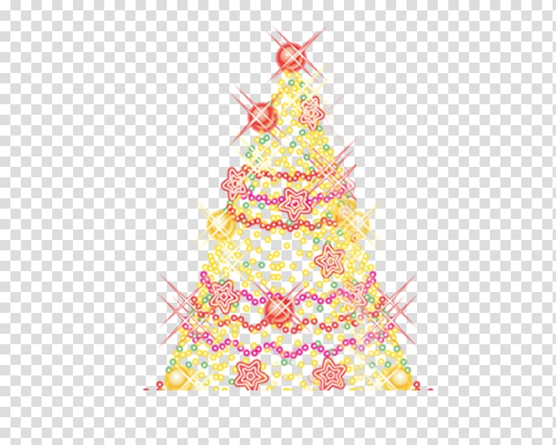 Christmas tree Ded Moroz Christmas ornament New Year tree, Golden luminous Christmas tree transparent background PNG clipart