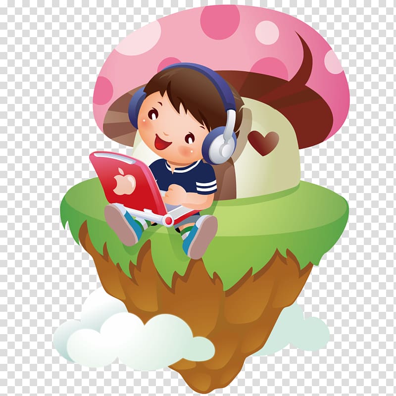 Writing Composition Learning Lesson, Boy sitting was suspended Island Internet transparent background PNG clipart