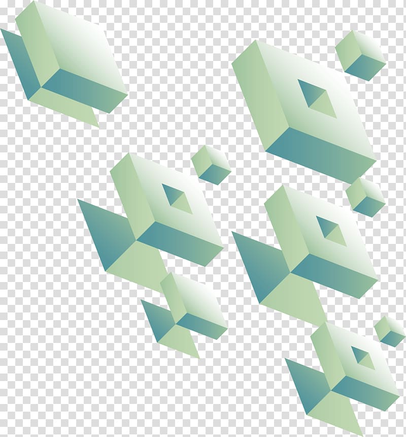 green 3D cube , Cube Geometry Three-dimensional space, Floating cube transparent background PNG clipart