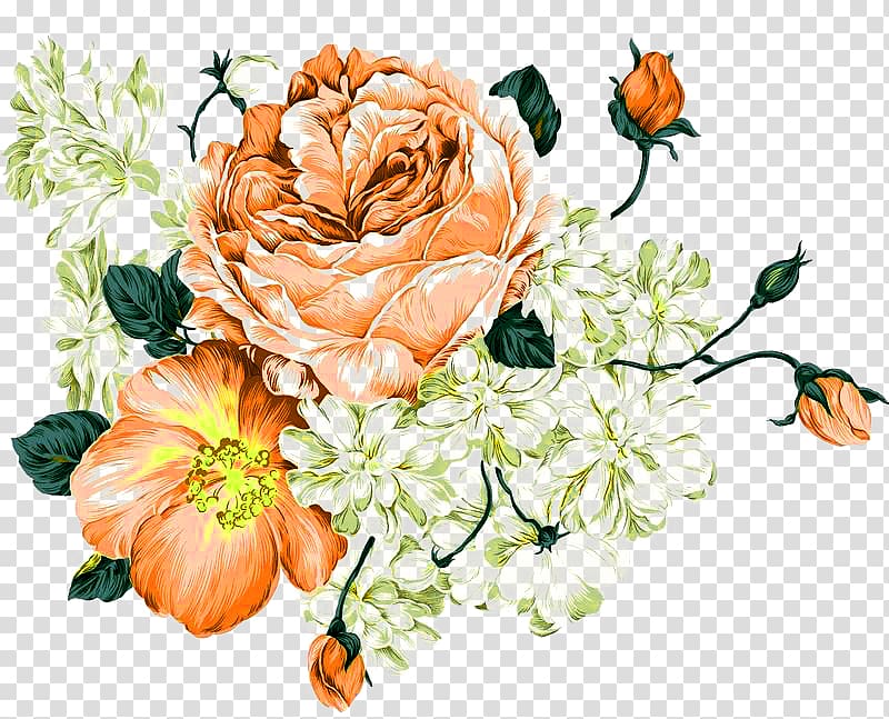Flower Drawing Wall decal , Peony buckle creative illustration Free transparent background PNG clipart