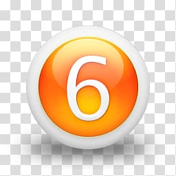 6 illustration, White Number 6 In Orange Circle transparent background PNG clipart