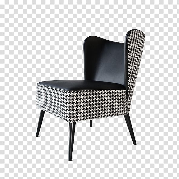 Eames Lounge Chair Furniture Couch Wing chair, Black and white squares Fashion Star Home Armchair transparent background PNG clipart