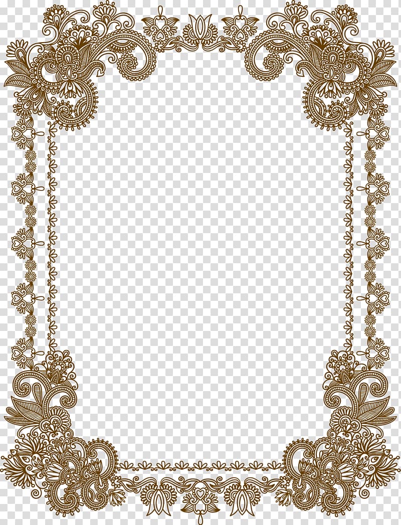 beautiful carved flowers border transparent background PNG clipart