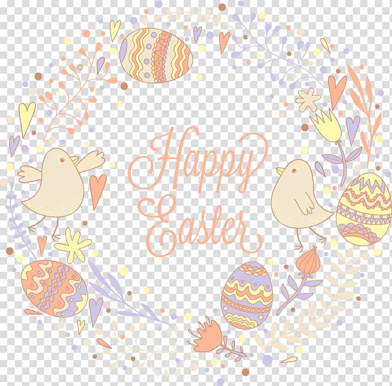 Easter Bunny Illustration, Easter egg wreath transparent background PNG clipart