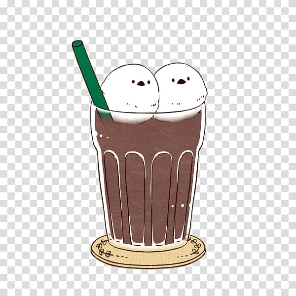 Milkshake Chocolate milk Cream Cartoon, Creative Hand-painted glass transparent background PNG clipart
