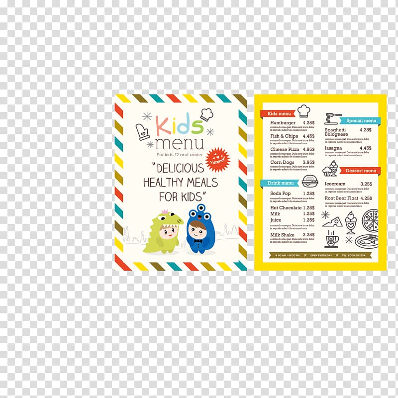 Menu Kids meal Cooking Restaurant, Children\'s menu transparent background PNG clipart