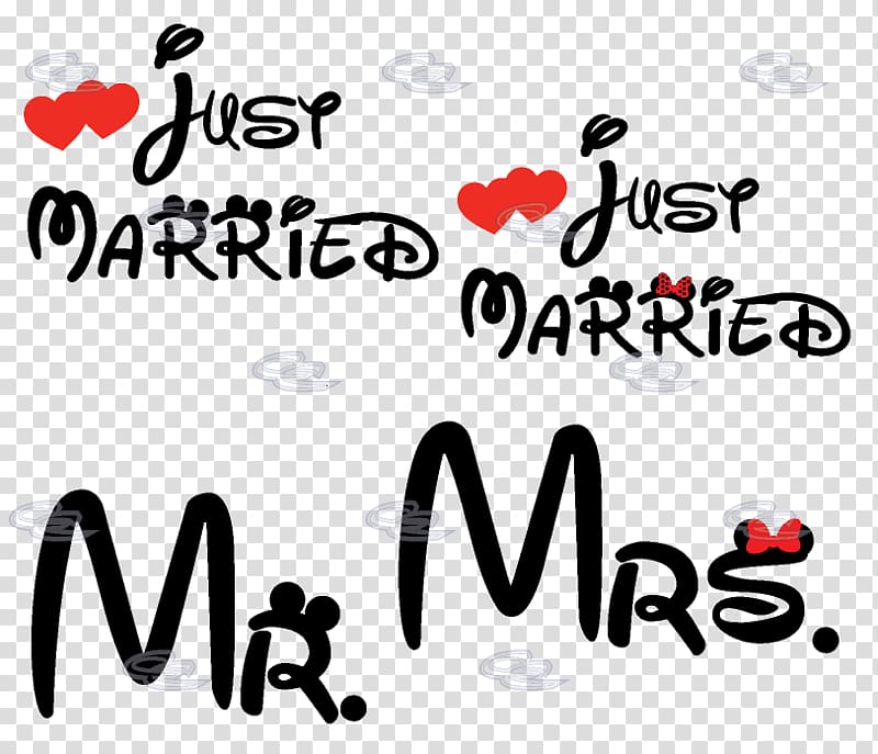 Minnie Mouse Mickey Mouse Marriage Mrs. Mr., just married transparent background PNG clipart