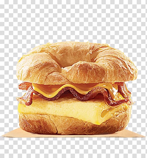 Whopper Croissant Breakfast sandwich Bacon, egg and cheese sandwich, egg roll transparent background PNG clipart