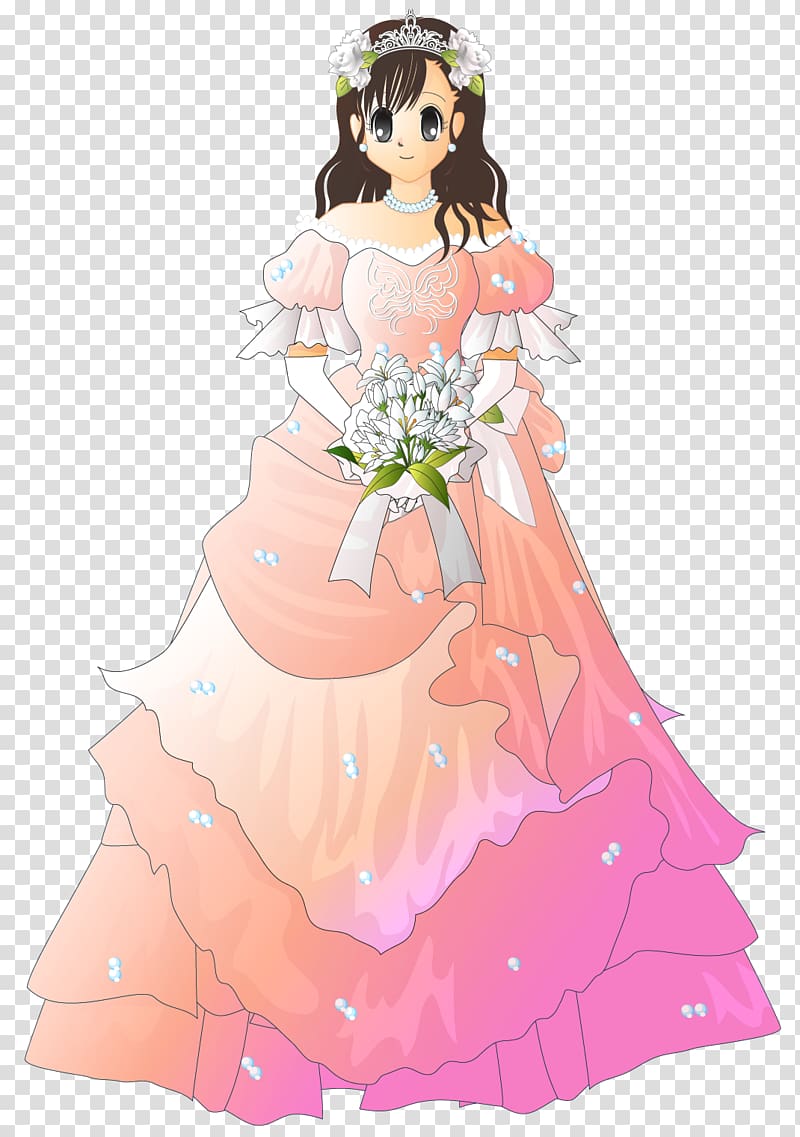 Wedding dress Floral design Pink Bride, european-style wedding material transparent background PNG clipart