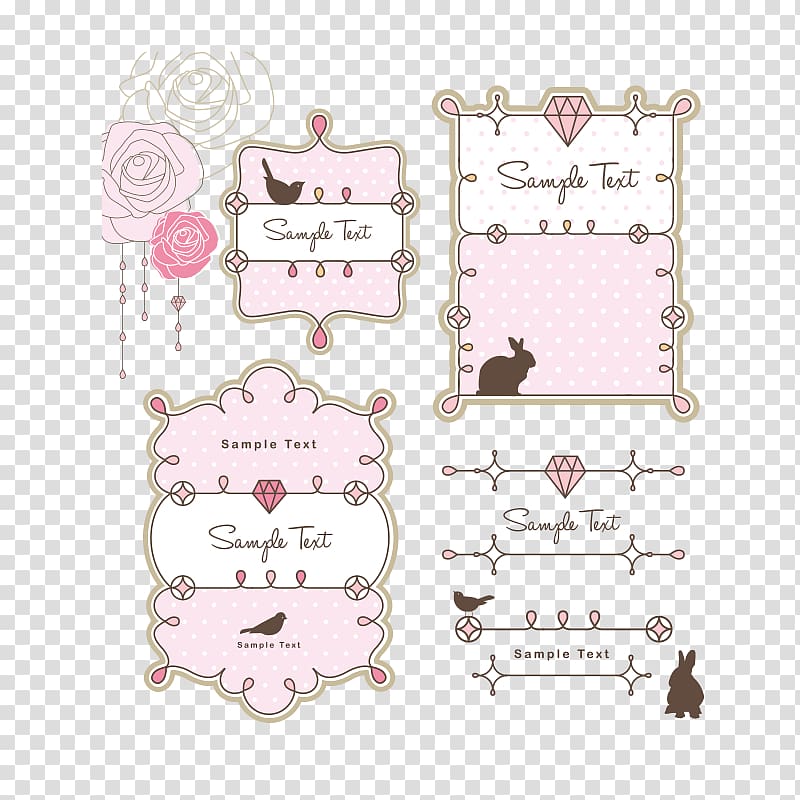 Sample Text cards, frame Drawing Ornament, Cute Pink pattern frame transparent background PNG clipart