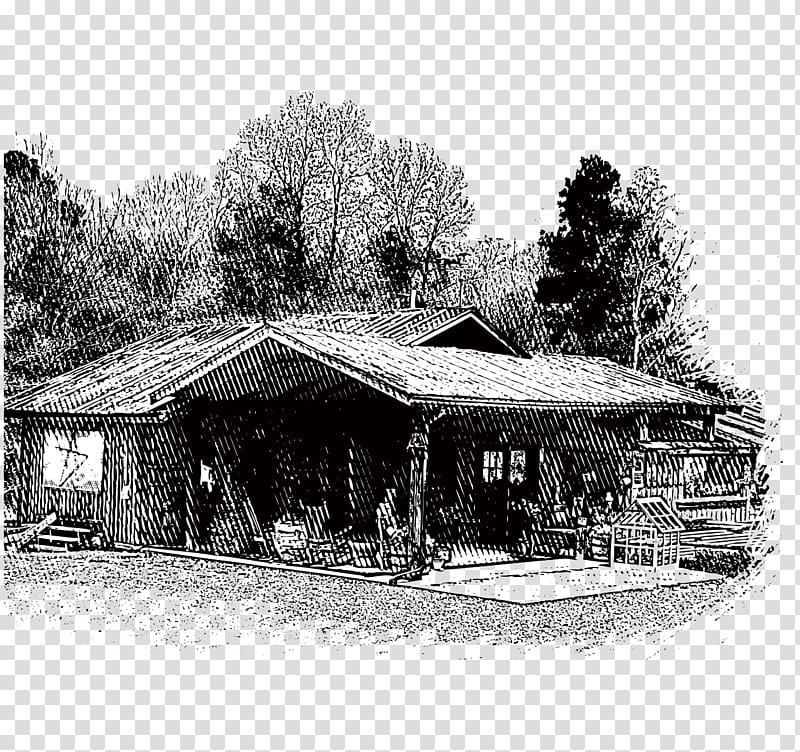 Shack House Cottage Hut Log cabin, hand-painted mid autumn festival decoration transparent background PNG clipart