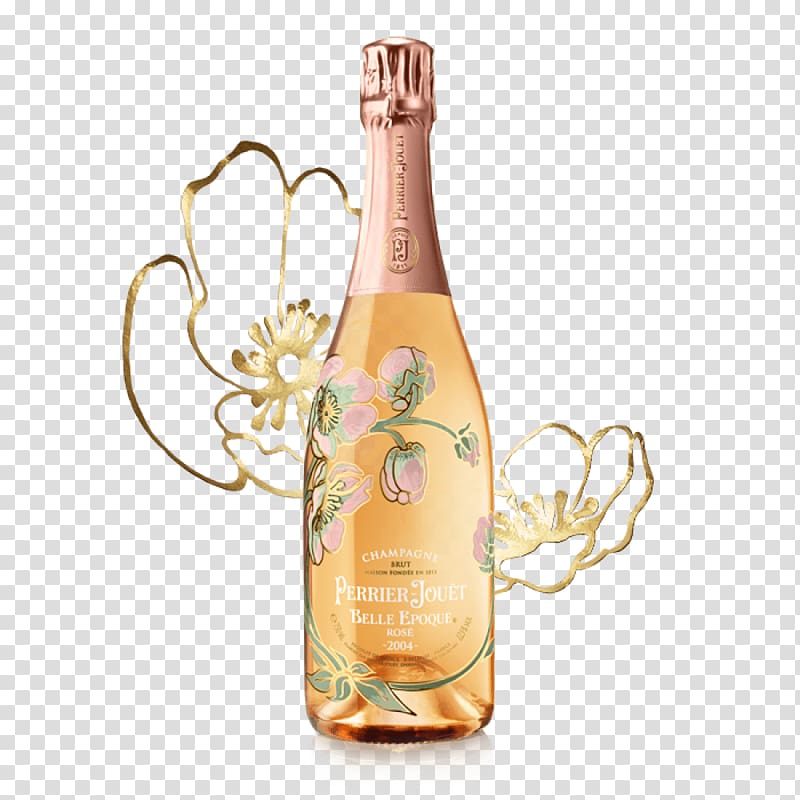 2004 Perrier Jouet Belle Epoque Rose champagne bottle illustration, Perrier Jouët Belle Epoque Rosé transparent background PNG clipart