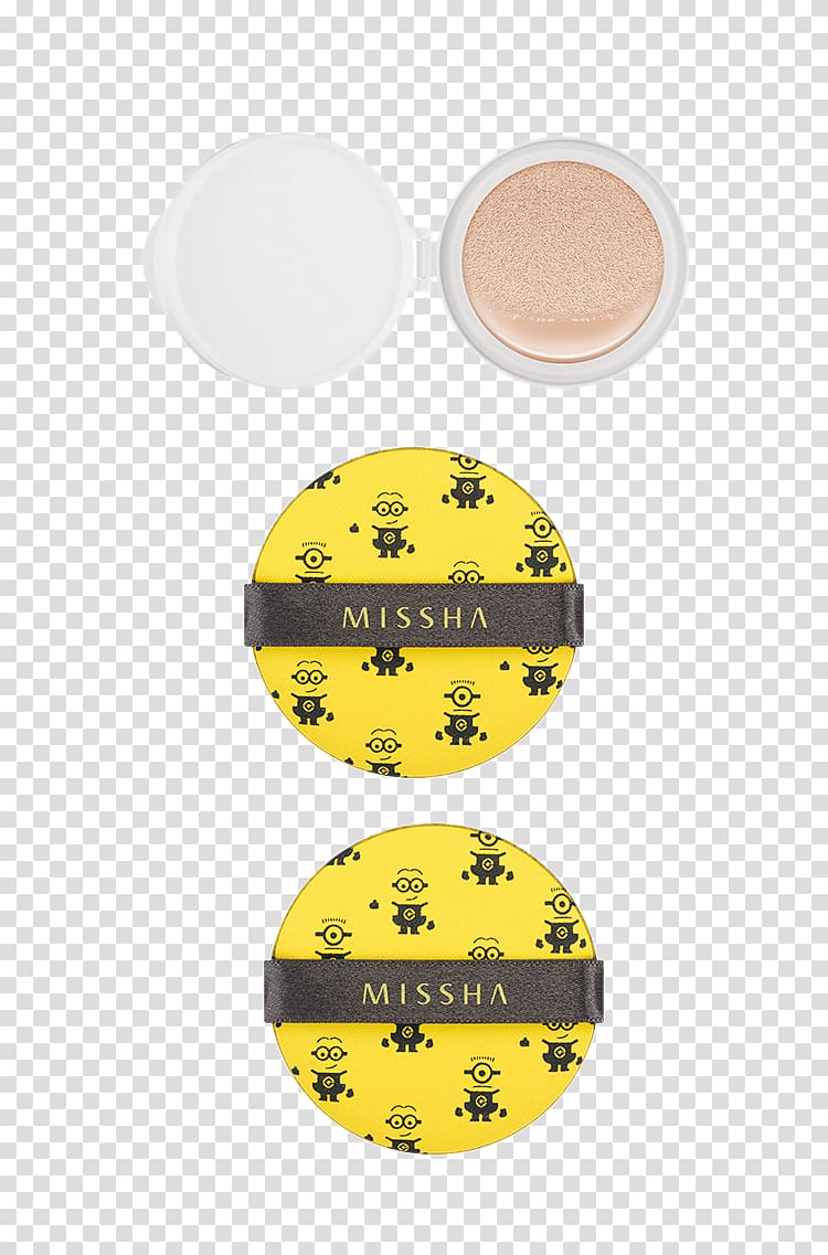 BB cream Missha Cosmetics Concealer, People open small yellow cushion BB Cream transparent background PNG clipart