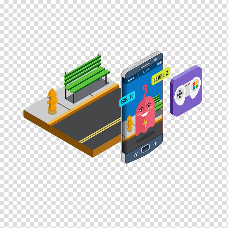 Augmented reality Isometric graphics in video games and pixel art Illustration, Color mobile games transparent background PNG clipart