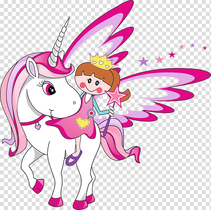 little girl and unicorn transparent background PNG clipart