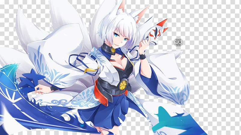 Nine-tailed fox Azur Lane Kitsune Desktop , Anime transparent background PNG clipart