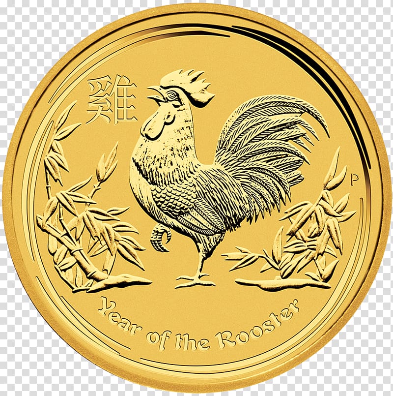 Perth Mint Bullion coin Gold Lunar Series, gold coins transparent background PNG clipart
