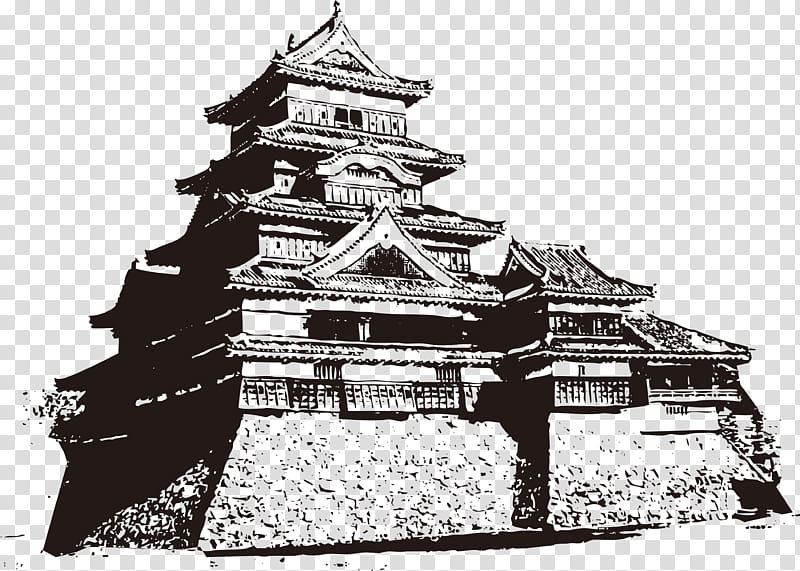 pagoda illustration, Hakuba Japanese architecture Samurai, Japan transparent background PNG clipart