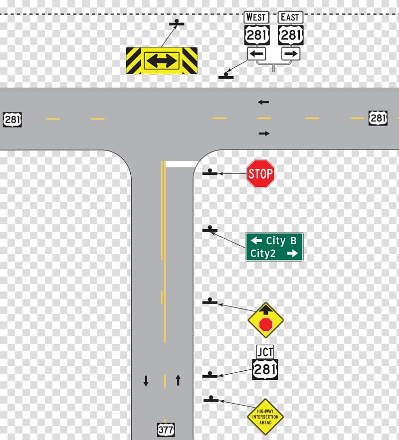 Three-way junction Intersection Road Carriageway Signal timing, decorative elements of urban roads transparent background PNG clipart