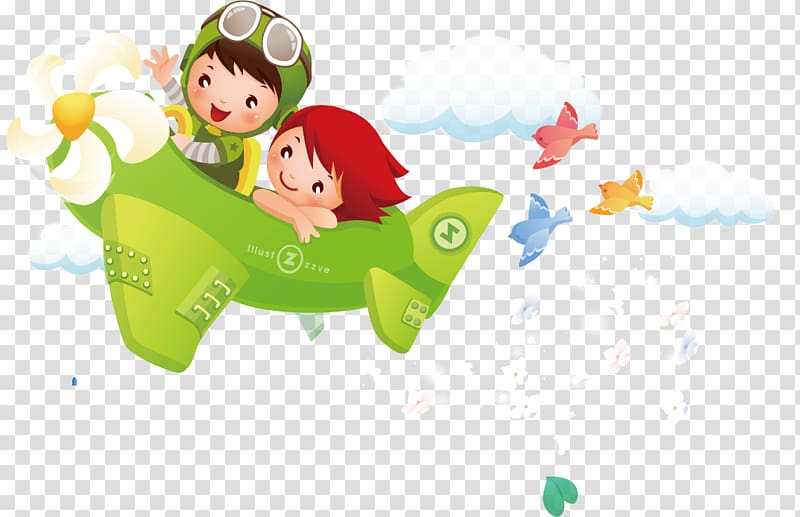 Airplane Cartoon Child, Fly children transparent background PNG clipart