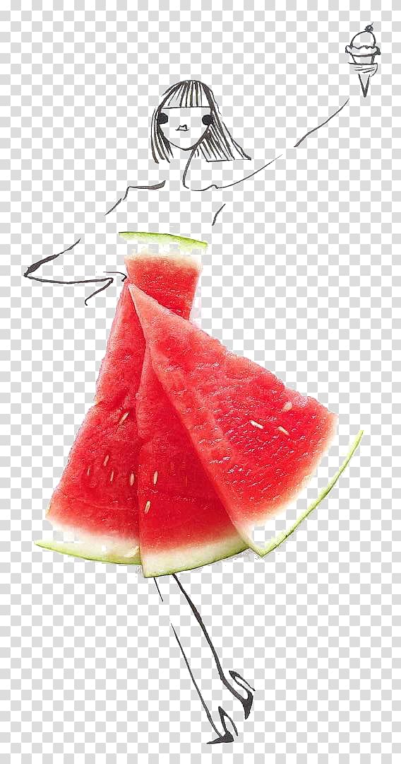 Fashion illustration Artist Watermelon, watermelon transparent background PNG clipart